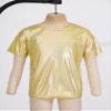 Agoky Kids Girls Metallic Hip Hop Jazz Dance Top Long/Short Sleeve T-Shirt Tops Fashion Loose Fit Dance Performance Costume Gold_B 4-5 Years view 4
