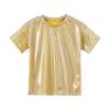 Freebily Girls Shiny Metallic Hip Hop Jazz Dance Top Long Sleeve Athletic Fashion T-Shirt Tops Loose Tops Dance Shirt Costume Gold_B 3-4 Years view 3