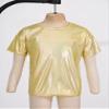 Freebily Girls Shiny Metallic Hip Hop Jazz Dance Top Long Sleeve Athletic Fashion T-Shirt Tops Loose Tops Dance Shirt Costume Gold_B 4-5 Years view 4