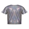 Agoky Kids Girls Metallic Hip Hop Jazz Dance Top Long/Short Sleeve T-Shirt Tops Fashion Loose Fit Dance Performance Costume Black_B 6-7 Years view 2