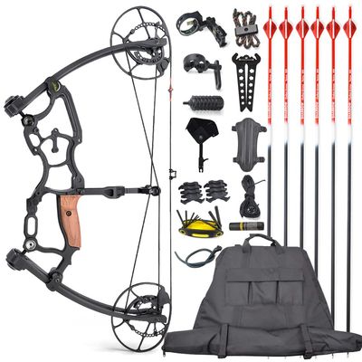 ZSHJGJR Archery Triangle Compound Bow and Arrow Set 50-75lbs Hunting Triangle Bow Short Axis Compound Bow for Adults Right/Left Handed for Outdoor Hunting Bowfishing Shooting (Bow Set, Black Color)