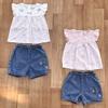 Baby Girl 2-Piece Top and Denim Shorts Set, Toddler Girl 100% Cotton Clothing Outfit and Gift Set (White, 12-18 Months) view 4