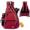 Sucipi Pickleball Bag - Men's -Women's Pickleball Backpack, Adjustable Sling Bag w/Fence Hook/Large Capacity/Safety Pocket-Red view 1
