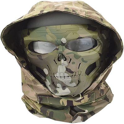 NC Airsoft Mask Skull Skull Full Face Mask Balaclava Headgear, Dual Mode Wearing Design Adjustable Cosplay Costume Film Shooting, CP, Unisex