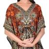 Art Of Creation Women Kaftan Dress Tunic Long Maxi Plus Size Night Gown Polyester Printed Caftan Beach Cover Up Party Kimono Nightdress (Orange) view 2
