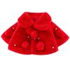 Freebily Toddler Baby Girls Cute Warm Dress Coat Pompom Decor Fur Cloak Jacket Princess Winter Tops Red 0-6 Months view 1