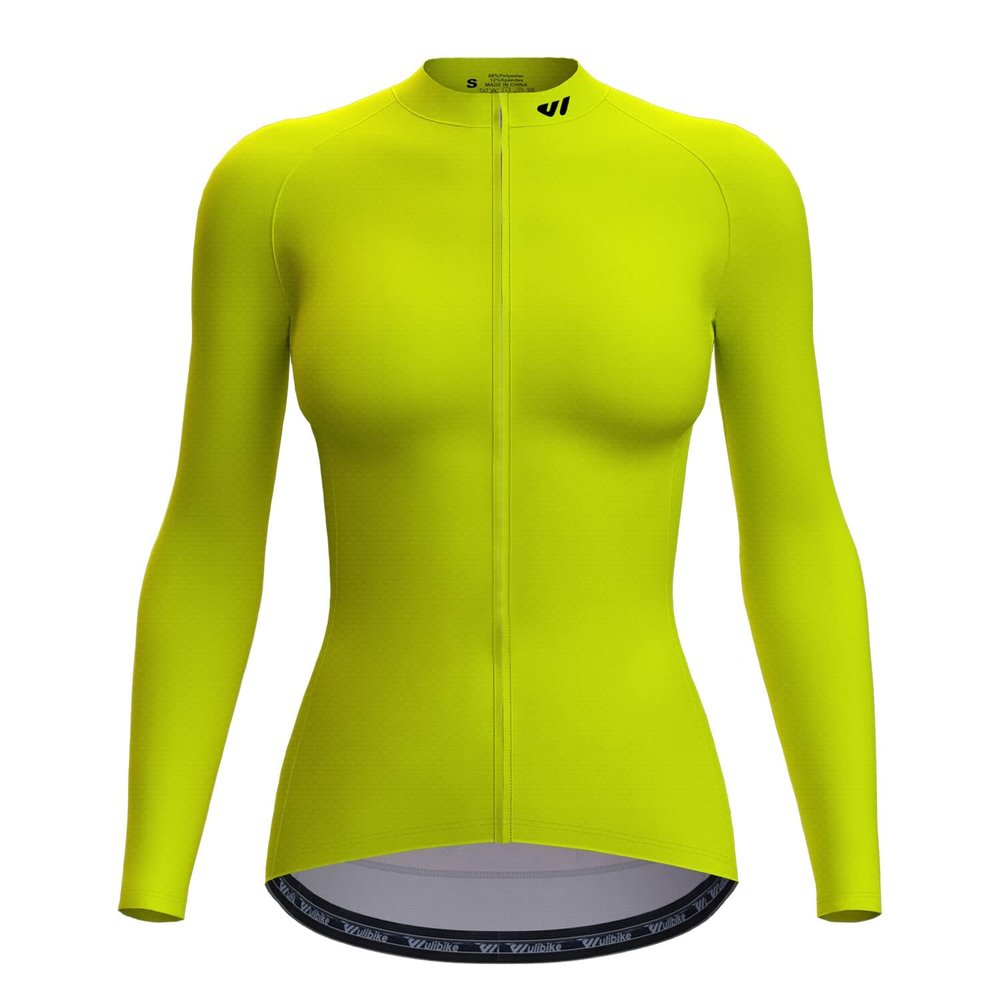 Wulibike Women's Cycling Jersey Long Sleeve Cycling Jersey Womens Bicycle Biking Shirt Fluorescent Green
