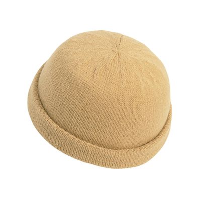 Croogo Sailor Knitted Cap Cuffed Plain Knit Cap Rolled Hat Trucker Worker Cap Round Beanie Hat Casual Skullcap,Khaki-CT49