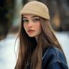 Croogo Sailor Knitted Cap Cuffed Plain Knit Cap Rolled Hat Trucker Worker Cap Round Beanie Hat Casual Skullcap,Khaki-CT49 view 3