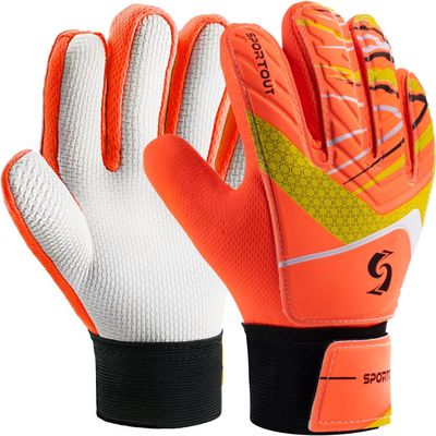 Sportout Kids Goalkeeper Gloves, Soccer Goalie Gloves with Double Wrist Protection and Non-Slip Wear Resistant Latex Material to Prevent Injuries
