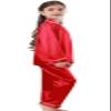 Schbbbta Girls Pajamas Set, Satin Silk Soft Long Sleeve Button Up Shirt Pants Sleepwear Set 2Pcs Loungewear Homewear Pjs for Kids, Christmas Red, 5-6 Years = Tag 130 view 3