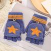 Convertible Flip Top Gloves with Mitten Cover,Winter Wool Knitted Fingerless Gloves for Children Kids Girls Boys 5-15 Years view 2