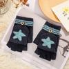 Convertible Flip Top Gloves with Mitten Cover,Winter Wool Knitted Fingerless Gloves for Children Kids Girls Boys 5-15 Years view 2