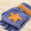 Convertible Flip Top Gloves with Mitten Cover,Winter Wool Knitted Fingerless Gloves for Children Kids Girls Boys 5-15 Years view 4