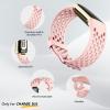 Maledan Compatible for Fitbit Charge 5/ Charge 6 Bands Women Men - Breathable Sport Band Waterproof Wristbands Replacement Strap for Fitbit Charge 5/ Charge 6, Black/Pink Sand/Lunar White view 2