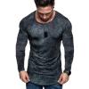 Rela Bota Mens Long Sleeve Muscle T-Shirt Fashion Tie dye Tactical Workout Training Casual Crew Neck XL Grey view 1
