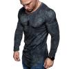 Rela Bota Mens Long Sleeve Muscle T-Shirt Fashion Tie dye Tactical Workout Training Casual Crew Neck XL Grey view 2
