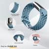 Maledan Sport Band Compatible with Fitbit Charge 6 Band/Charge 5 Bands for Women Men, Soft Waterproof Replacement Wristbands Breathable Charge 5/ Charge 6 Strap Accessories, Blue/White/Lunar White view 2