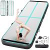 FBSPORT 13ft Inflatable Air Gymnastics Mat Training Mats 4 inches Thickness Gymnastics Tracks for Home Use/Training/Cheerleading/Yoga/Water with Pump Black Green view 1