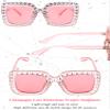 Frienda 1 Pcs Retro Disco Sunglasses Women Rhinestone Bling Glasses Girl Oversize Glitter Sunglasses 70s Disco Accessories(Pink) view 2