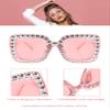 Frienda 1 Pcs Retro Disco Sunglasses Women Rhinestone Bling Glasses Girl Oversize Glitter Sunglasses 70s Disco Accessories(Pink) view 4