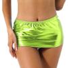 XUNZOO Women's PVC Leather Shiny Mini Skirt Metallic Wet Look Short Bodycon Skirt Clubwear Streetwear Fluorescent Green One Size view 1