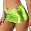 XUNZOO Women's PVC Leather Shiny Mini Skirt Metallic Wet Look Short Bodycon Skirt Clubwear Streetwear Fluorescent Green One Size view 3