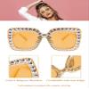 Frienda 1 Pcs Retro Disco Sunglasses Women Rhinestone Bling Glasses Girl Oversize Glitter Sunglasses 70s Disco Accessories(Brown) view 4