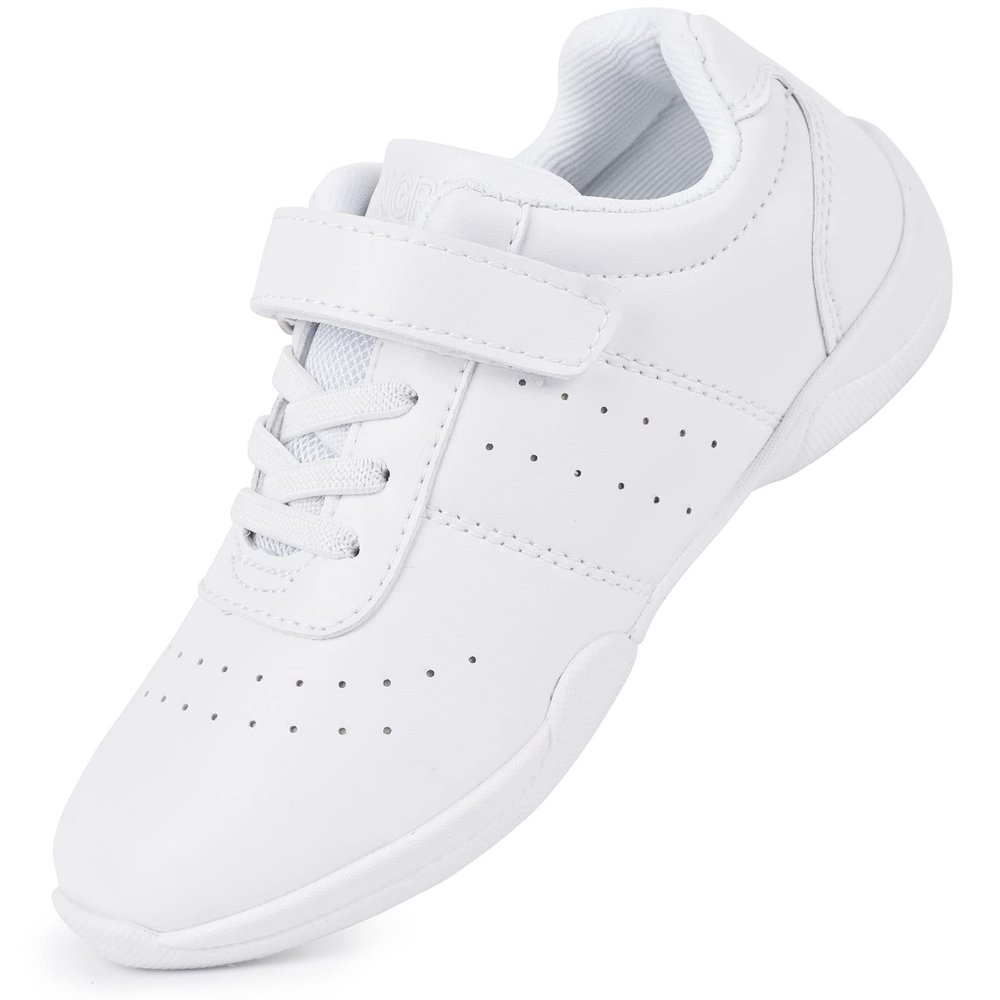 Smapavic Cheer Shoes for Youth Girls White Cheerleading Athletic Dance Shoes Tennis Sneakers for Competition Sport Training 1.5 Little Kid