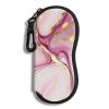 Hion Eyeglass Case Sunglasses Soft Pouch with Belt Clip Ultra Light Neoprene Zipper Eyeglass Case Printed Sunglass Bag for Stylish Portable Travel Glasses Casefor Men & Women(Marble Pink) view 1
