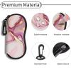 Hion Eyeglass Case Sunglasses Soft Pouch with Belt Clip Ultra Light Neoprene Zipper Eyeglass Case Printed Sunglass Bag for Stylish Portable Travel Glasses Casefor Men & Women(Marble Pink) view 3