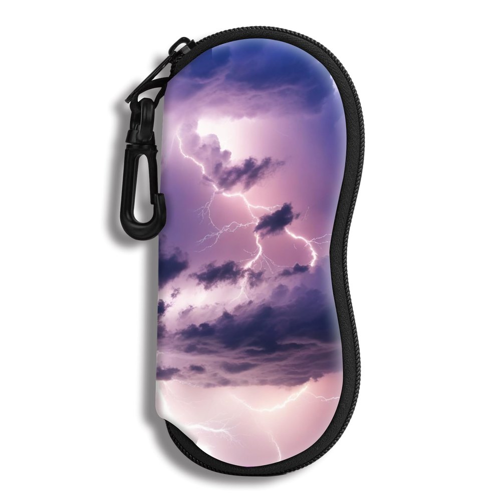 Hion Sunglasses Case Ultra Light Neoprene Zipper Eyeglass Soft Case with Belt Clip(Sky Scene)