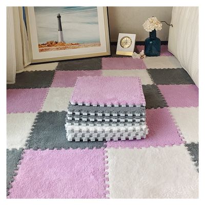 AYLYHD Interlocking Carpet Tiles Suede Living Room Crawling Pad Non-Slip Keep Warm Foam Puzzle Floor, Multiple Colour, Free Combination (Color : A, Size : 30x30x0.6cm-32pcs)