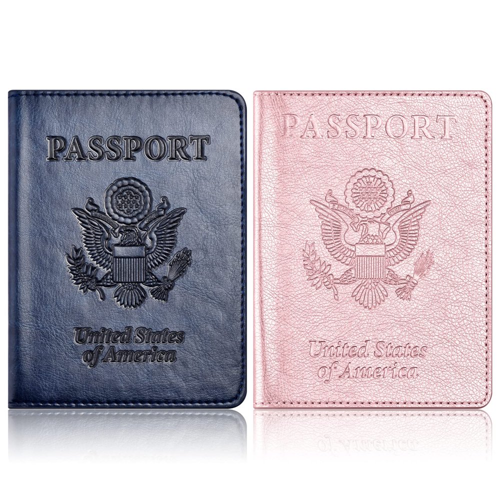 Eoehro Passport Holder for Travel Essentials-2Pack, Passport Wallet Cover Case for Travel Must Haves Accessories,Passport Book Holders for Women and Men