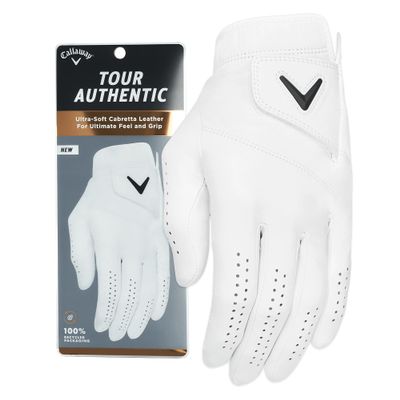 Callaway Golf Tour Authentic Glove (Cadet (Shorter Fingers), Small, White 2022, Worn on Left Hand)