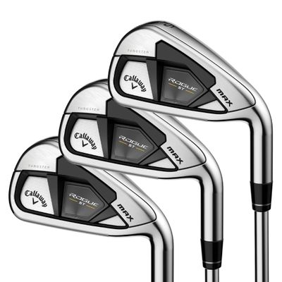 Callaway Golf Rogue ST Max Iron Set (Right Hand, Steel Shaft, Stiff Flex, 6 Iron - PW, AW, GW, Set of 7 Clubs)