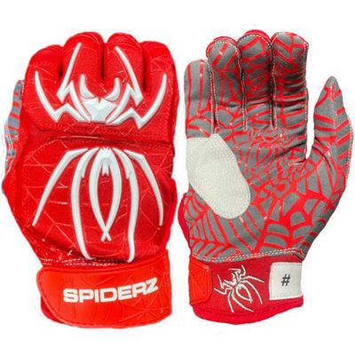 Spiderz 2022 Hybrid Series Men's Baseball Batting Gloves (Pair) RED | White L