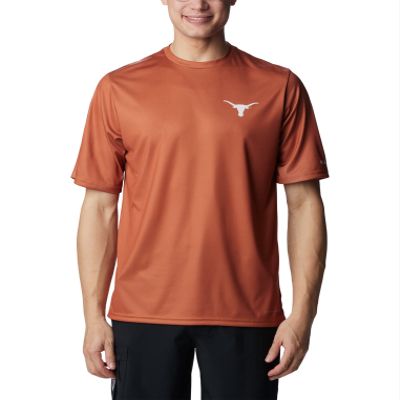 Columbia Men's Collegiate Terminal Tackle SS Shirt, TEX-Cedar, XX-Large