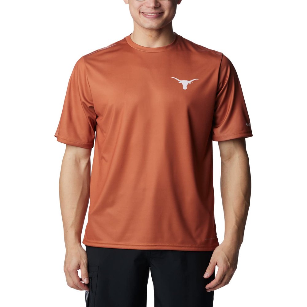 Columbia Men's Collegiate Terminal Tackle SS Shirt, TEX-Cedar, XX-Large