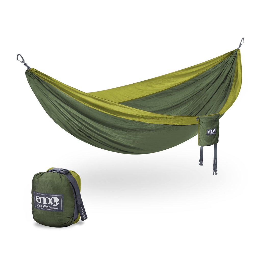 ENO DoubleNest Hammock - Lightweight, Portable, 1 to 2 Person Hammock - for Camping, Hiking, Backpacking, Travel, a Festival, or The Beach - Olive/Melon