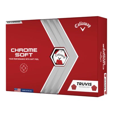 Callaway Golf Chrome Soft 2022 Golf Balls (White/Red, Truvis)