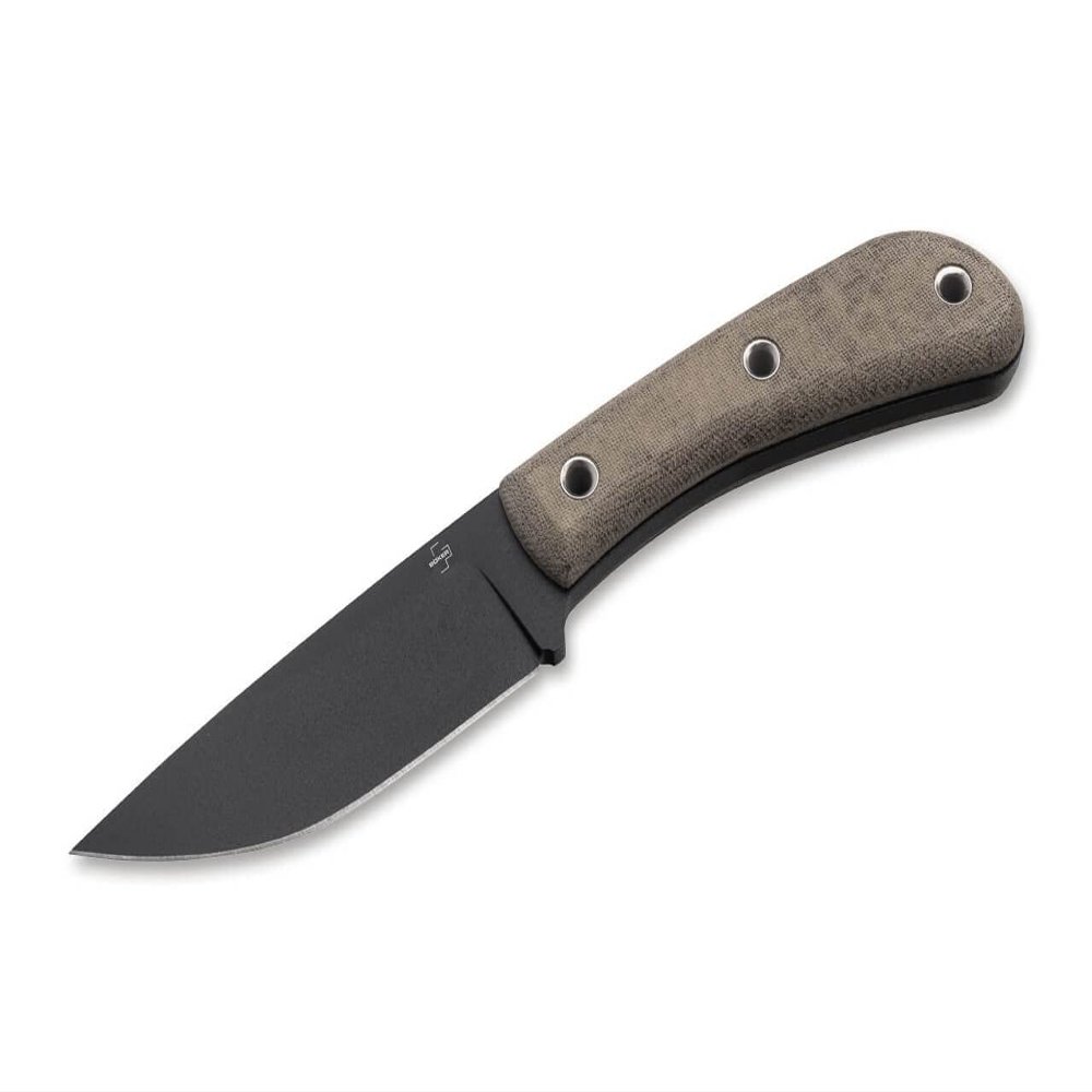 BKER PLUS Little Rok Fixed Blade Daily Carry Knife, Micarta Handles, Coated SK-85 Blade, Full Tang Construction - Sheath Included