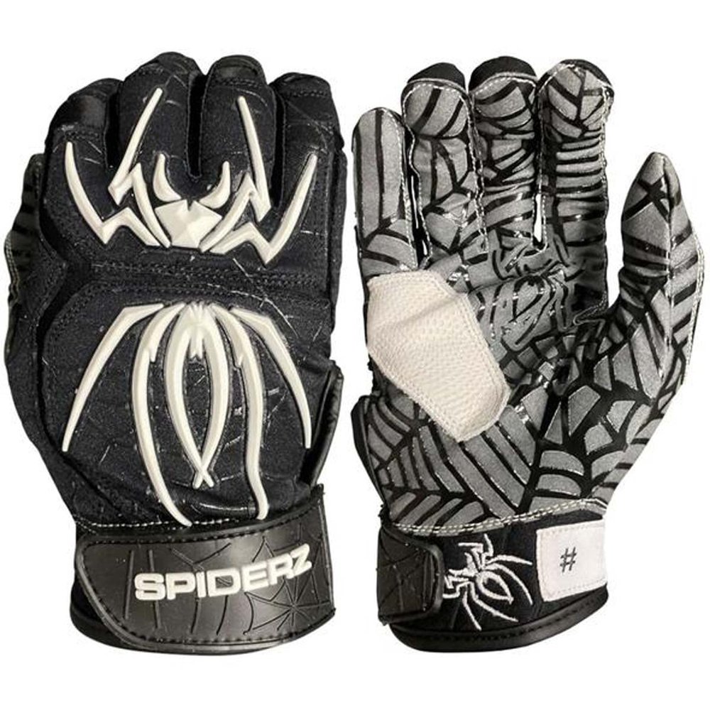 Spiderz 2022 Hybrid Series Men's Baseball Batting Gloves (Pair) Black | White S