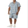 Amazon Essentials AEM20153SS22 Pyjama Sets, Taupe/Navy, Madras, XS view 1