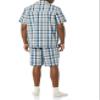 Amazon Essentials AEM20153SS22 Pyjama Sets, Taupe/Navy, Madras, XS view 2