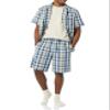Amazon Essentials AEM20153SS22 Pyjama Sets, Taupe/Navy, Madras, XS view 3