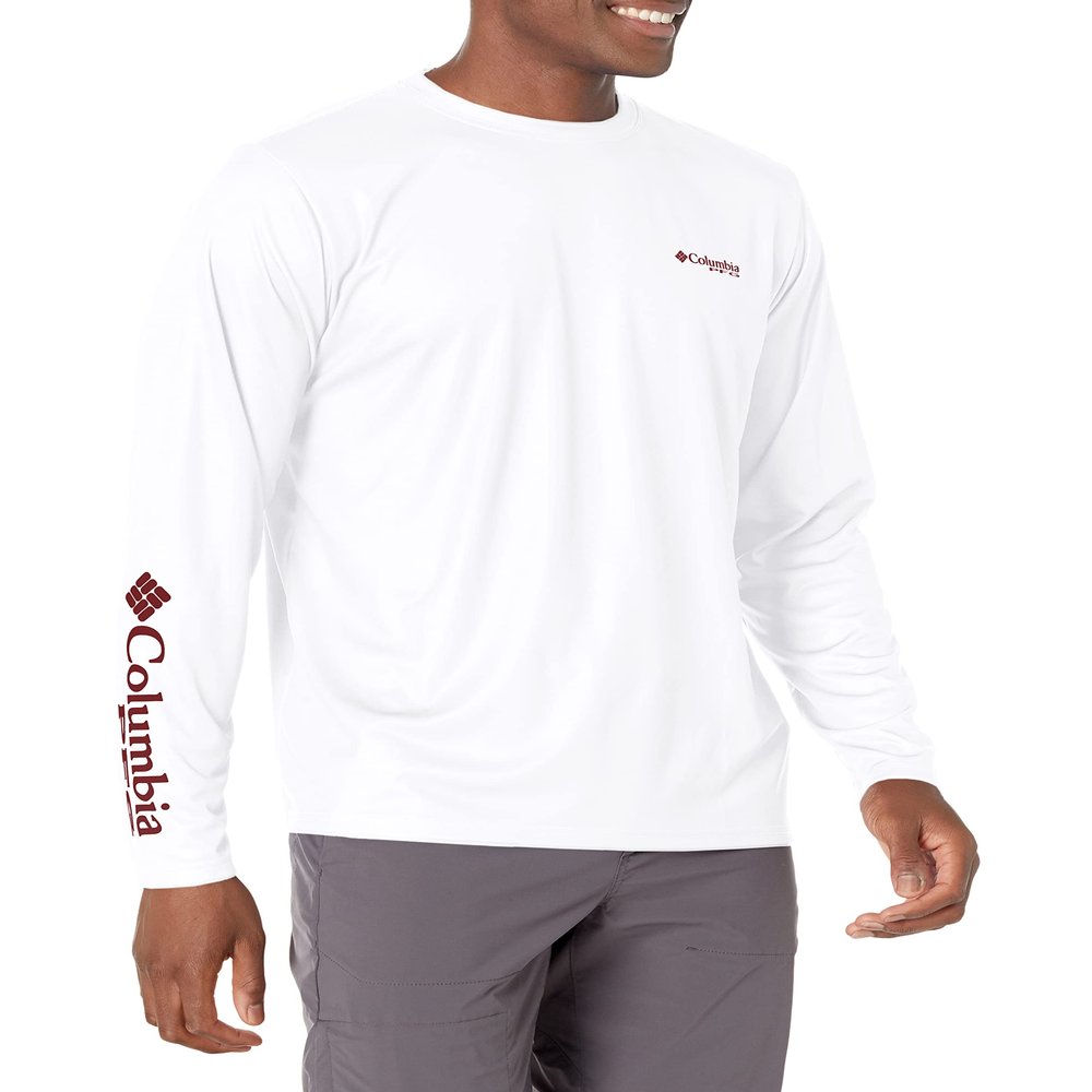 Columbia Men's Terminal Tackle PFG University Long Sleeve, White/Red Jasper Holiday, XX-Large