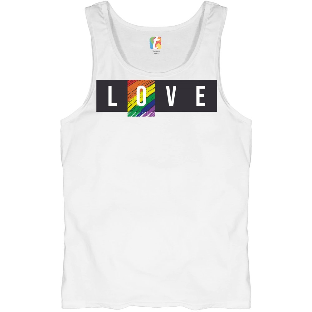 Love Tank Top Gay Pride Rainbow LGBTQ Men's Top White Small