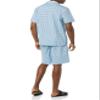 Amazon Essentials Men's Lightweight Woven Notch Collar Short Pyjama Set, Blue, Geo Print, XS view 2