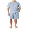 Amazon Essentials Men's Lightweight Woven Notch Collar Short Pyjama Set, Blue, Geo Print, XS view 4